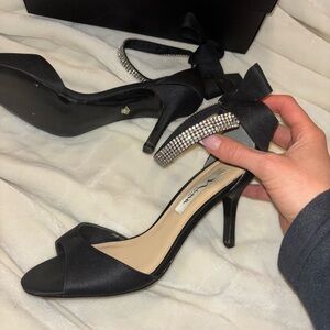 Nina Black Luster Satin Heels